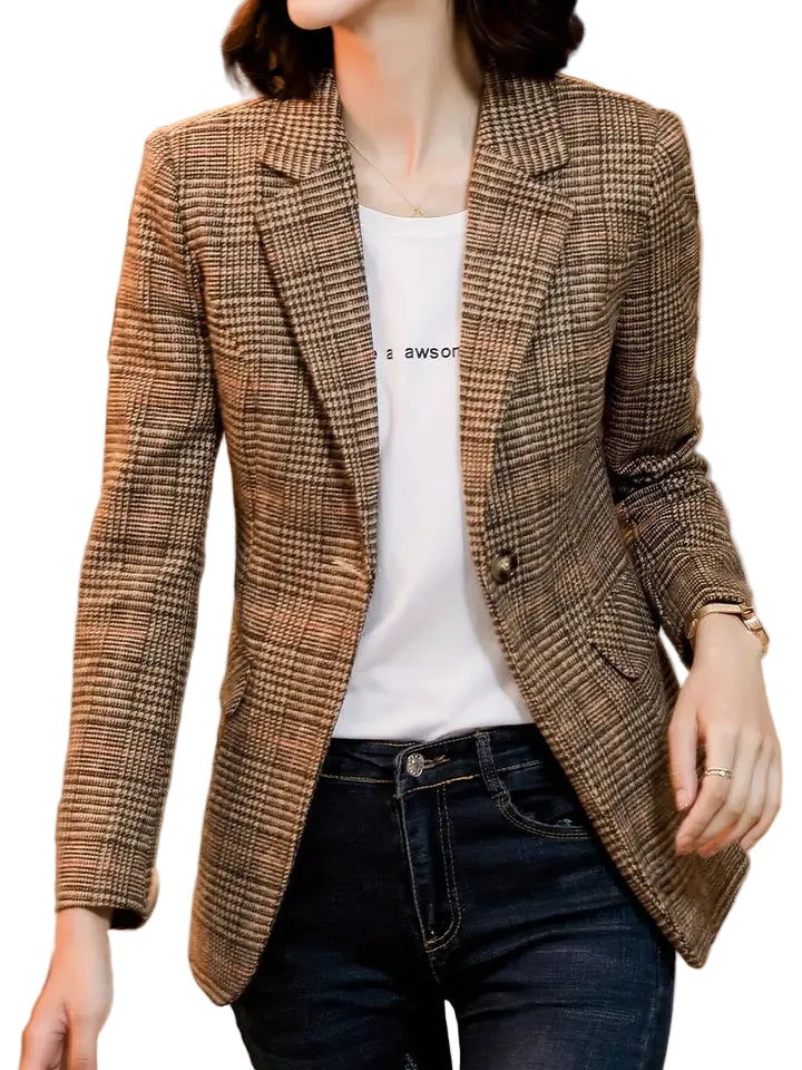 Dame Ternet Blazer Med Revers 0