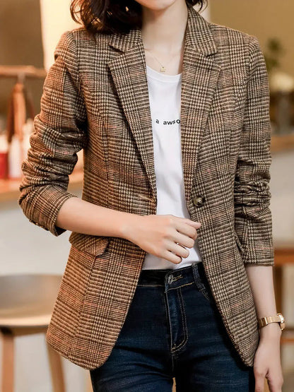 Dame Ternet Blazer Med Revers 4