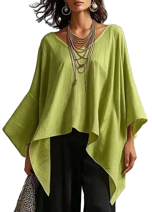 Dame Top Asymmetrisk Casual Stil med Batwing Ærmer 0