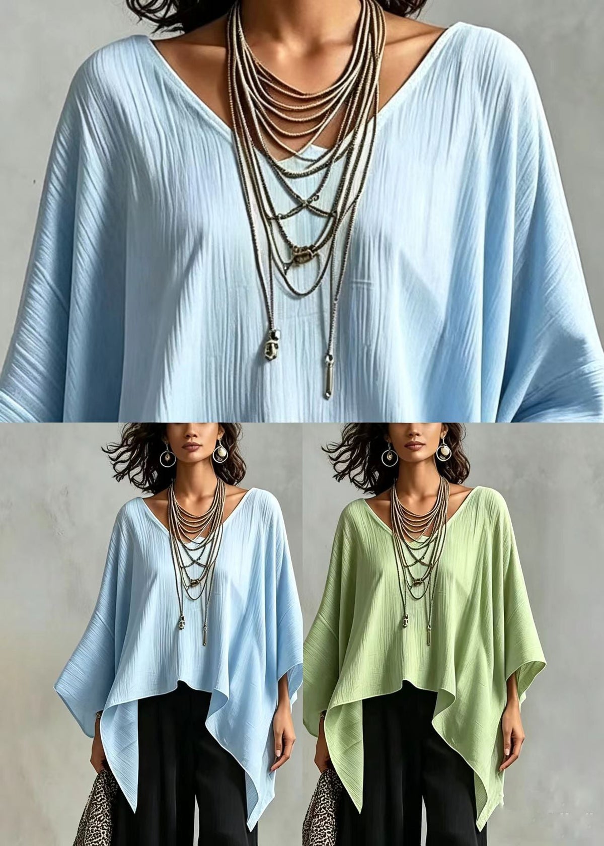 Dame Top Asymmetrisk Casual Stil med Batwing Ærmer 4