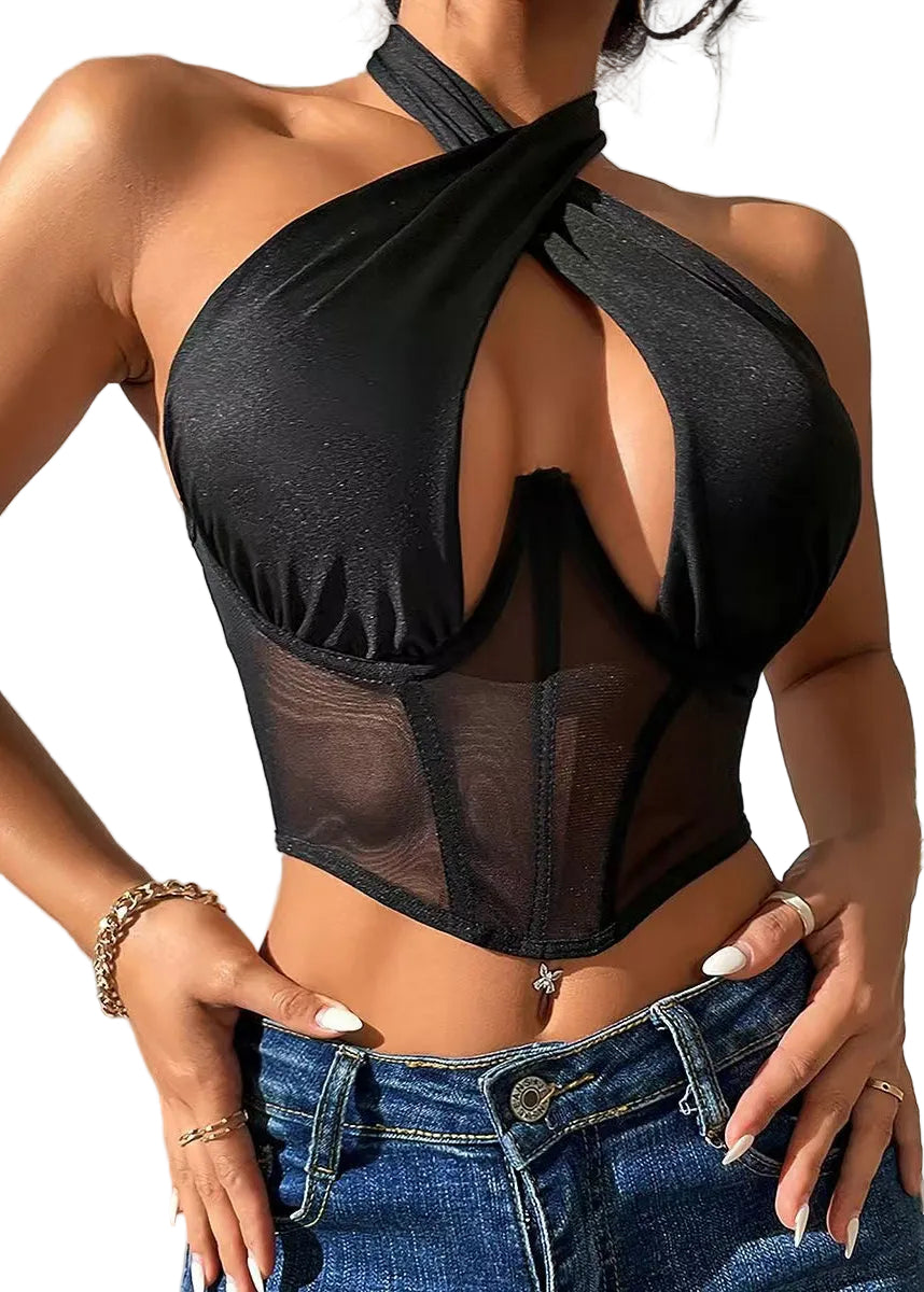 Dame Top Halter Patchwork Design 0