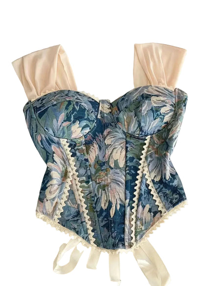 Dame Top Patchwork Jacquard med Snørelukning 0