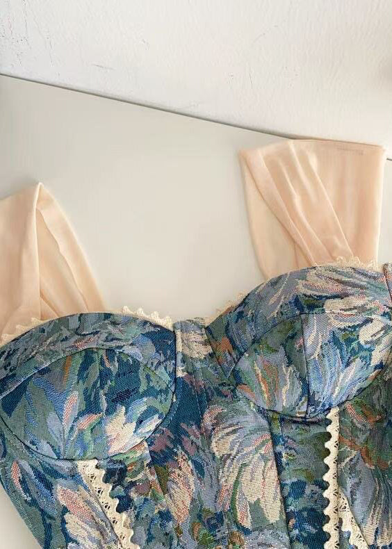 Dame Top Patchwork Jacquard med Snørelukning 4