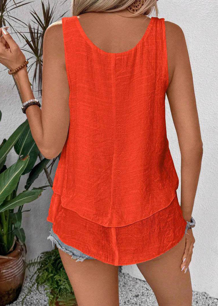Dame Toppe Ærmeløs O-Hals Patchwork Stil 4