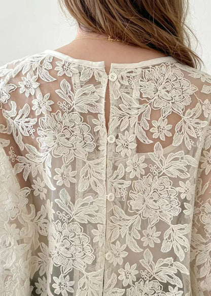 Dame Toppe O-hals med Blonde Detaljer - Let og Åndbar Sommer Stil 4