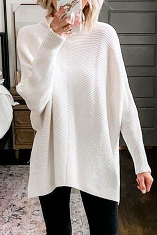 Dame Turtleneck Ribstrikket Tunikatrøje 1