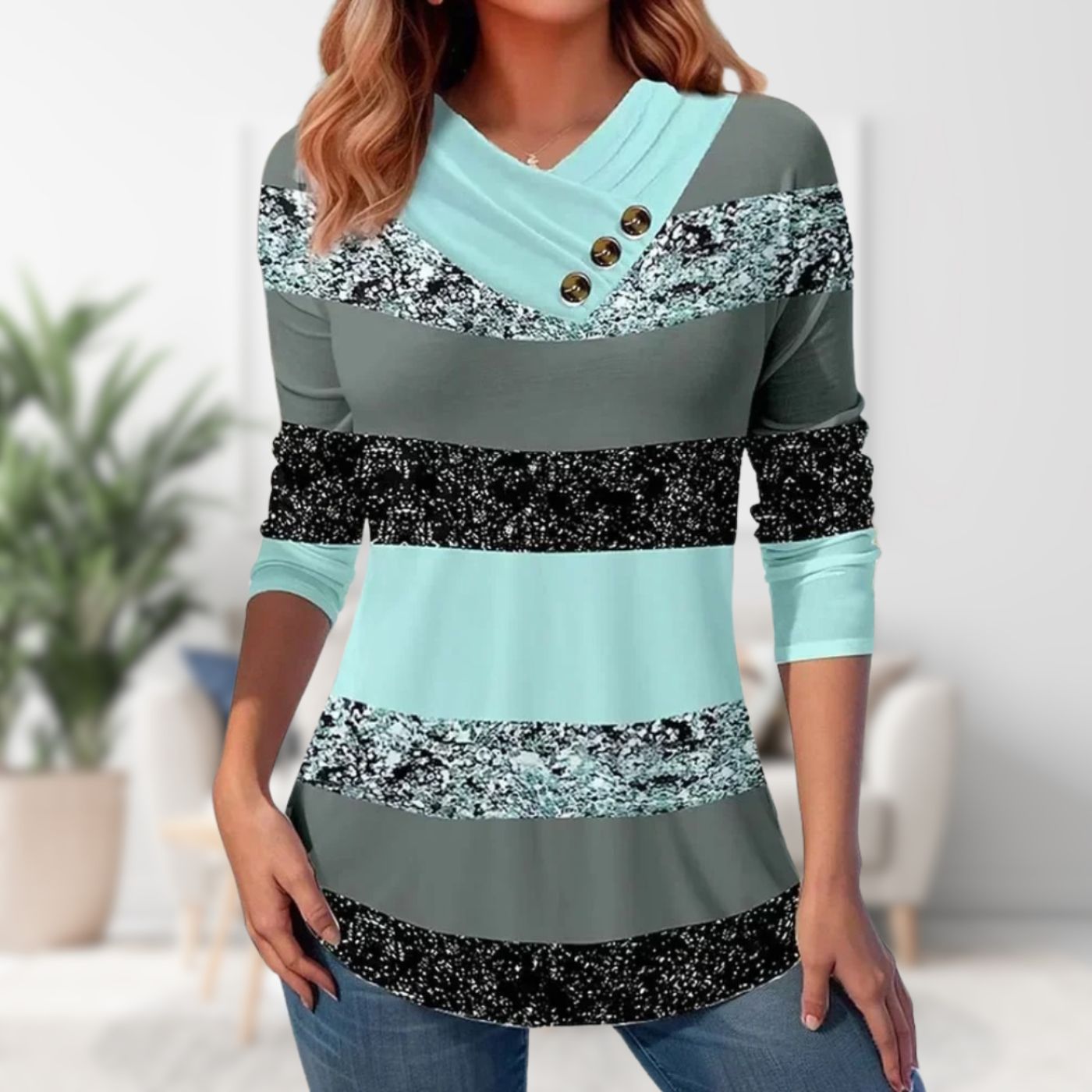 Dame V-hals Sweater Strikket 2