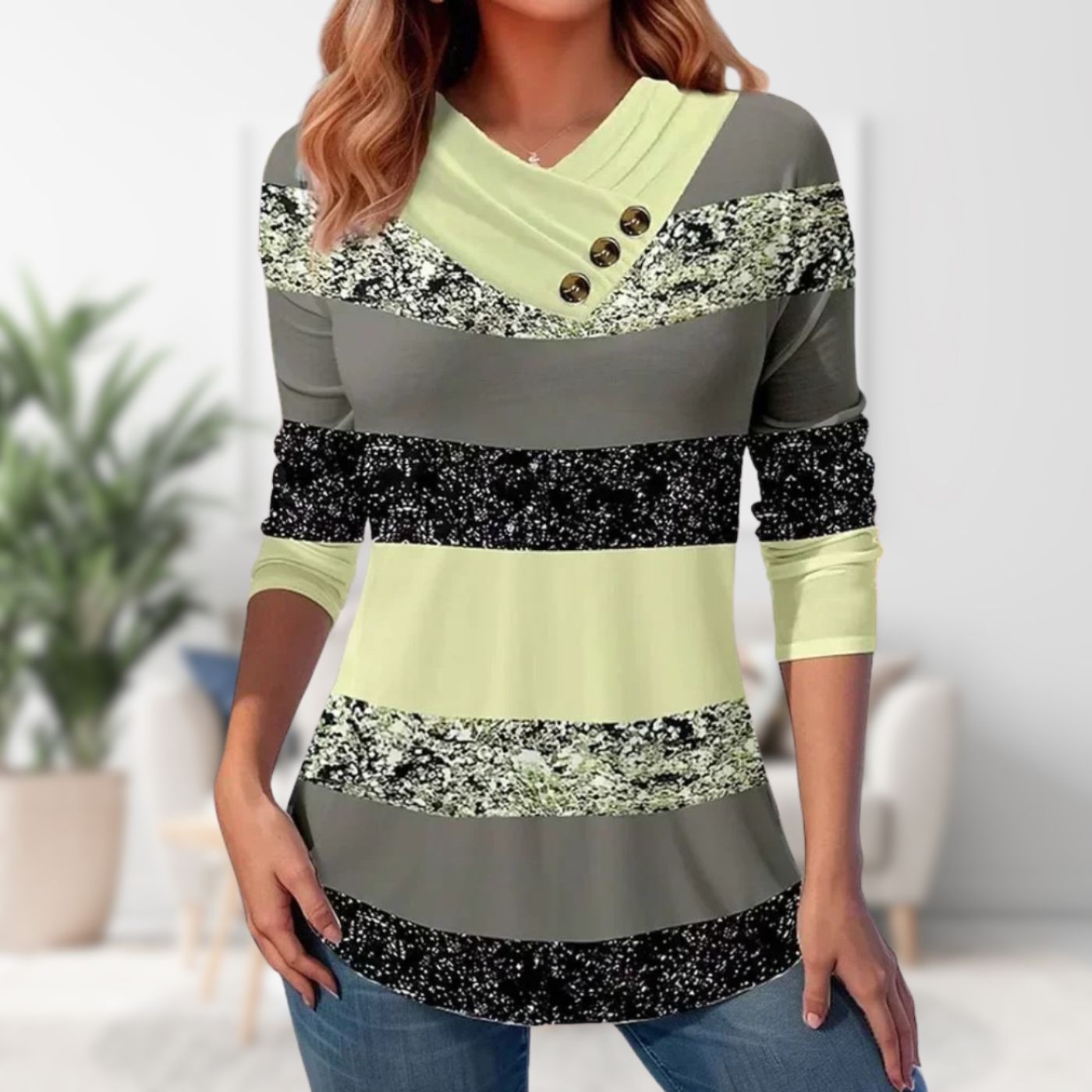 Dame V-hals Sweater Strikket 3