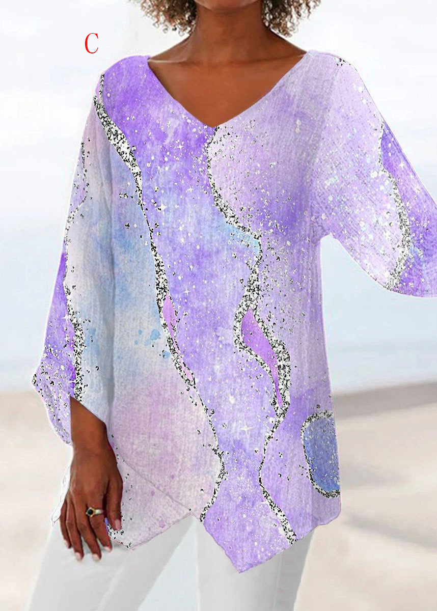 Dame V-hals Top med Asymmetrisk Design 2