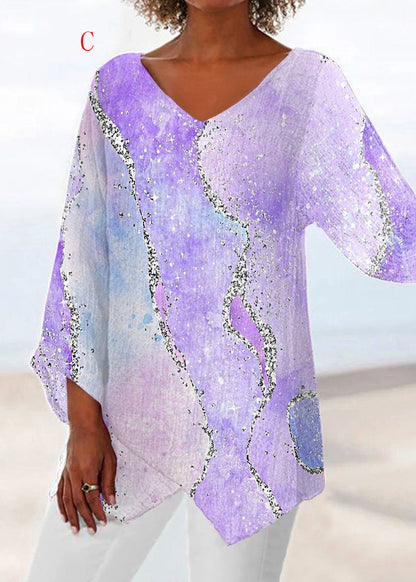 Dame V-hals Top med Asymmetrisk Design 2