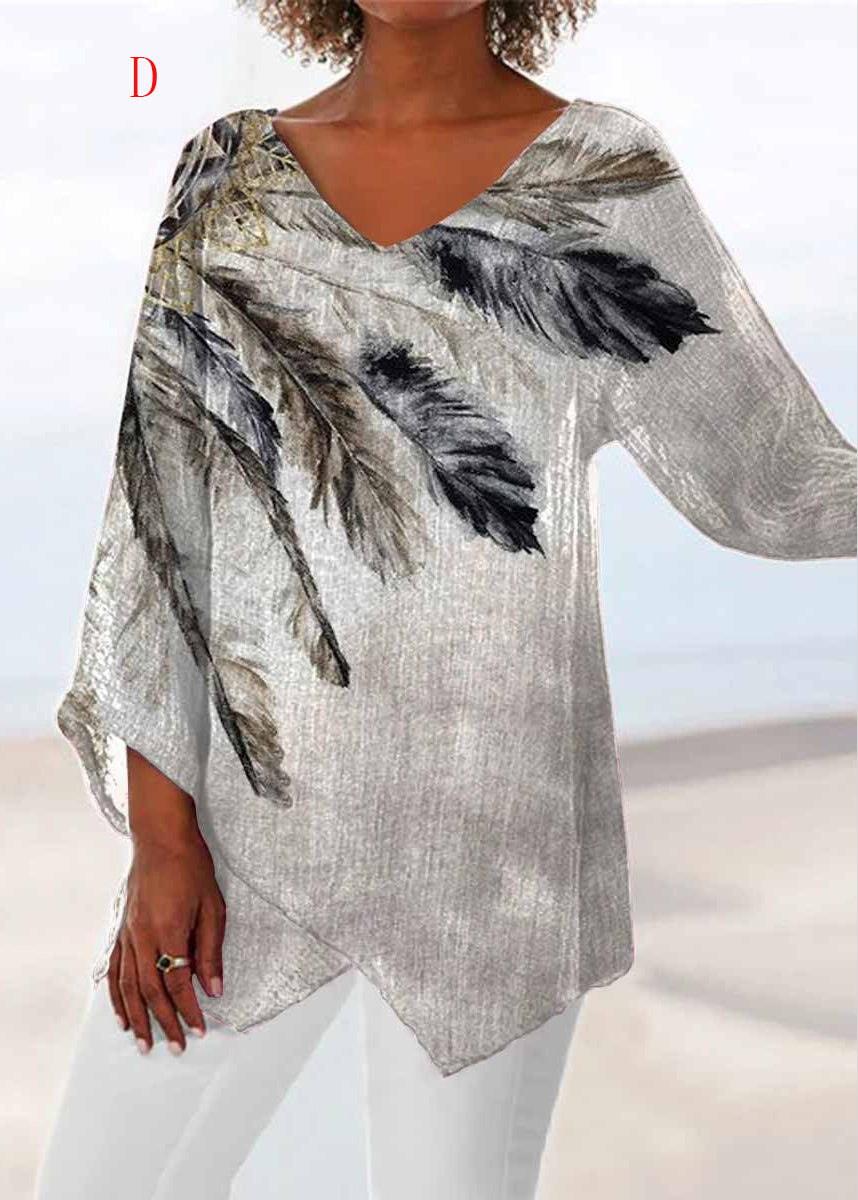 Dame V-hals Top med Asymmetrisk Design 3