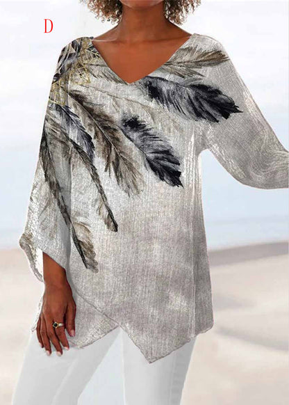 Dame V-hals Top med Asymmetrisk Design 3