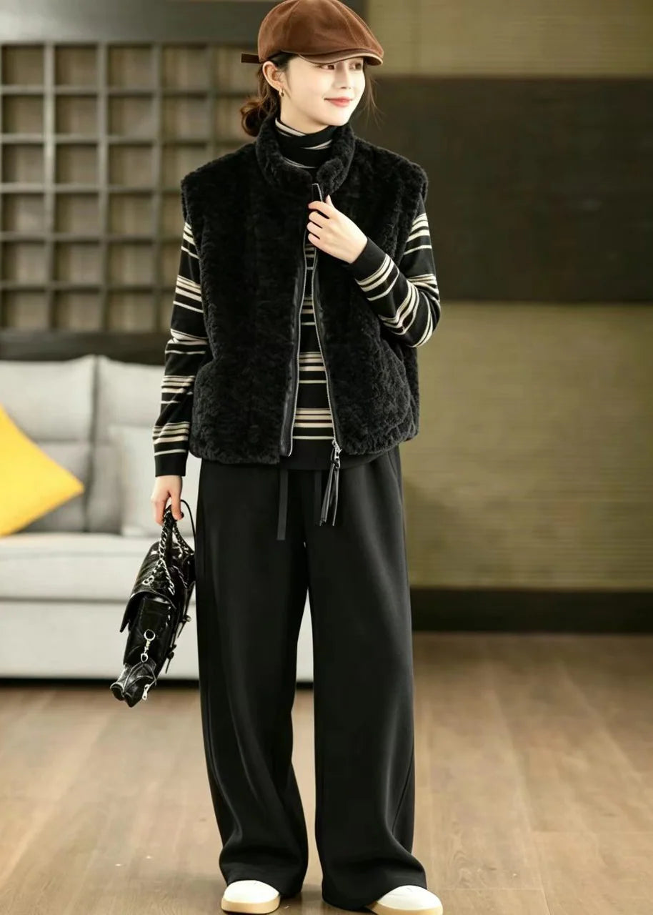 Dame Vest O-hals Lynlås Teddy Stil 3