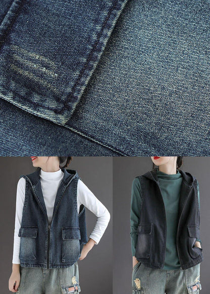Dame Vest Uden Ærmer Patchwork Design med Hætte 4