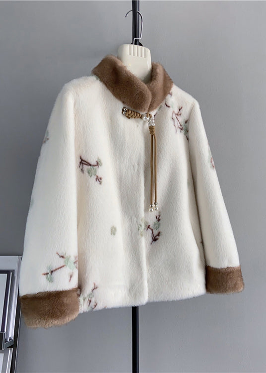 Dame Vintage Jakke med Ståkrave og Broderi 1