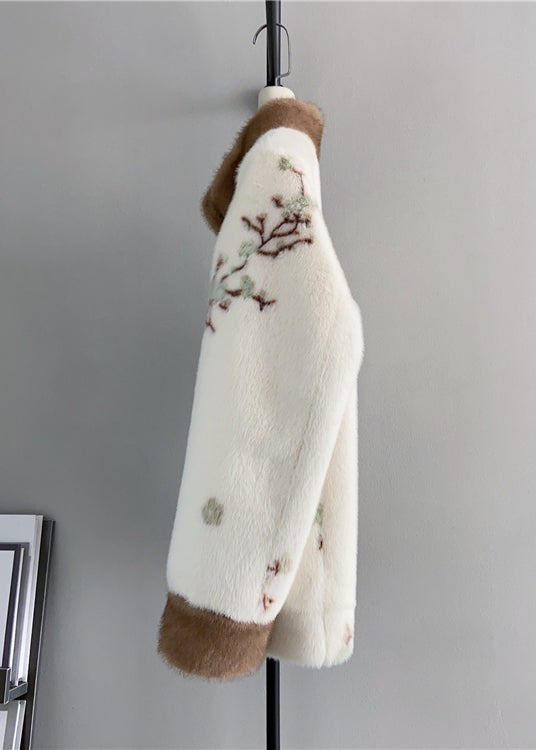 Dame Vintage Jakke med Ståkrave og Broderi 2