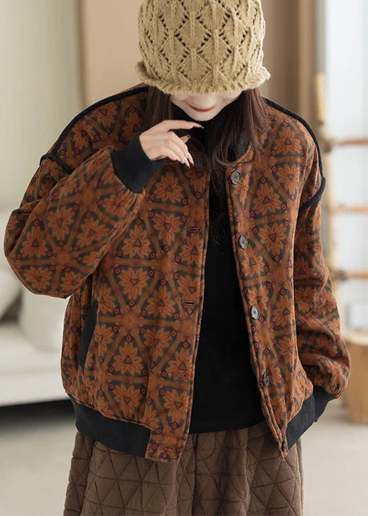 Dame Vinterfrakke Oversized Print Komfortabel og Stilfuld 1