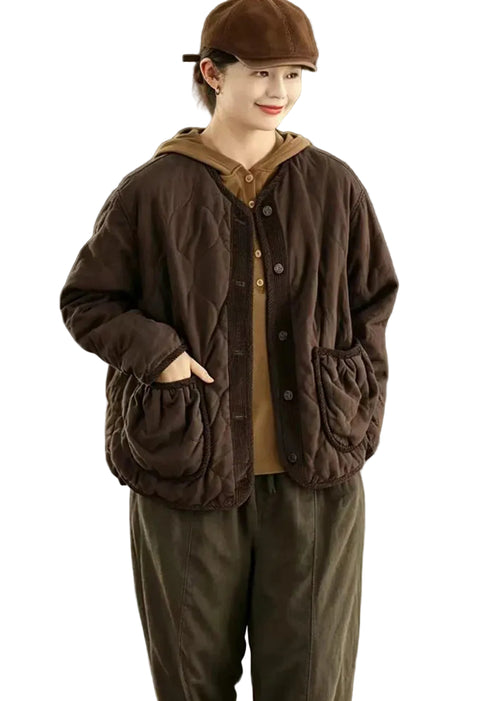 Dame Vinterjakke Casual Patchwork Design 0