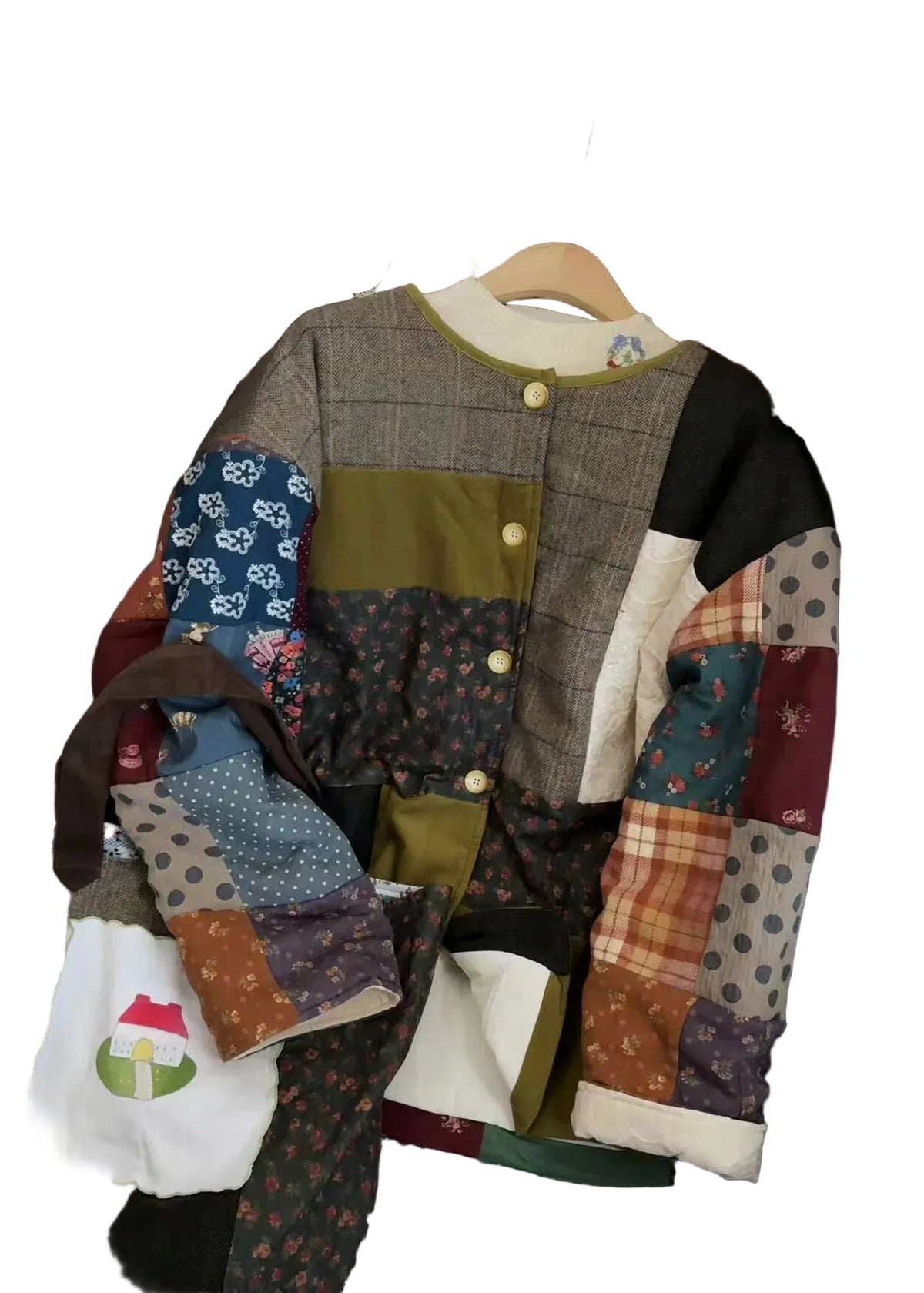 Dame Vinterjakke Colorblock Patchwork med O-hals og Lommer Plus Size 0