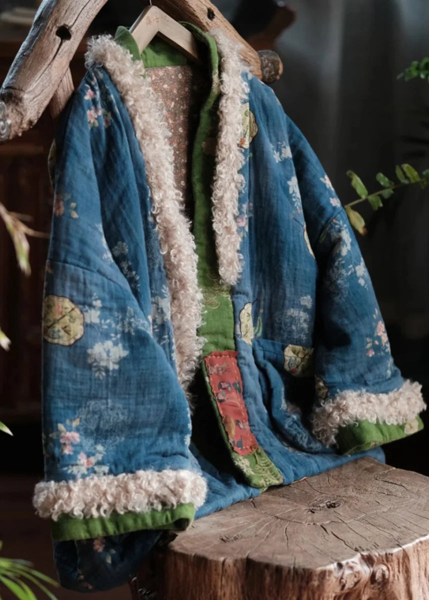 Dame Vinterjakke Løs Pasform Patchwork Design 0