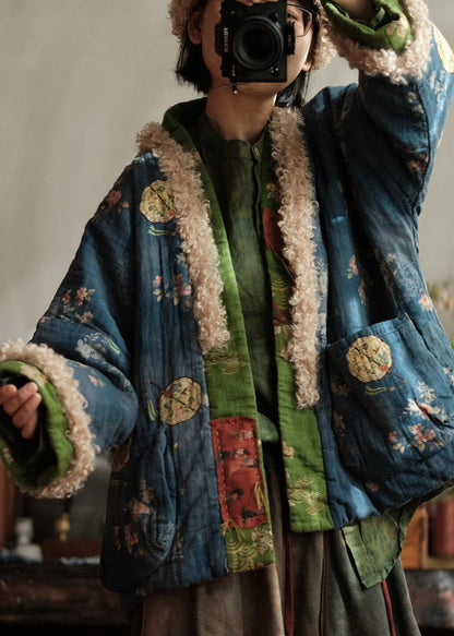 Dame Vinterjakke Løs Pasform Patchwork Design 2