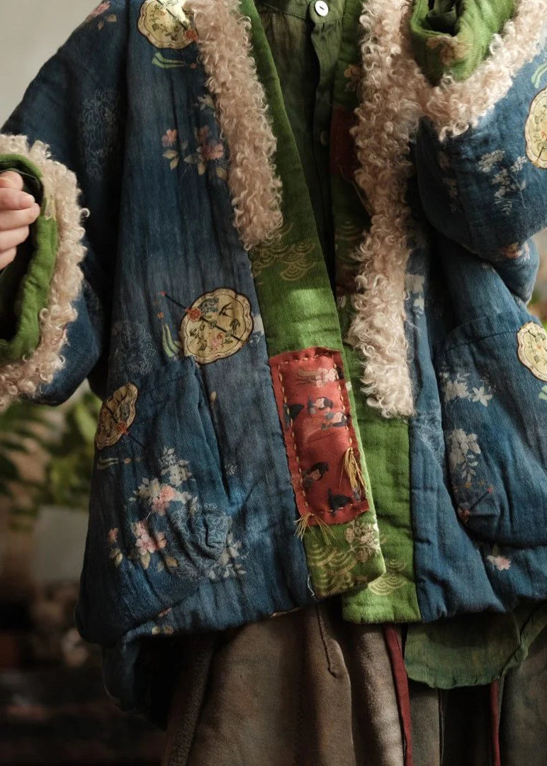 Dame Vinterjakke Løs Pasform Patchwork Design 4