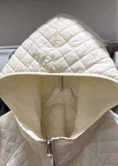 Dame Vinterjakke Med Hætte Ternet Design 2