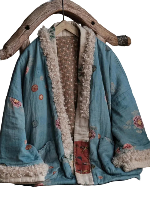 Dame Vinterjakke Patchwork med Lommedesign og Print 0