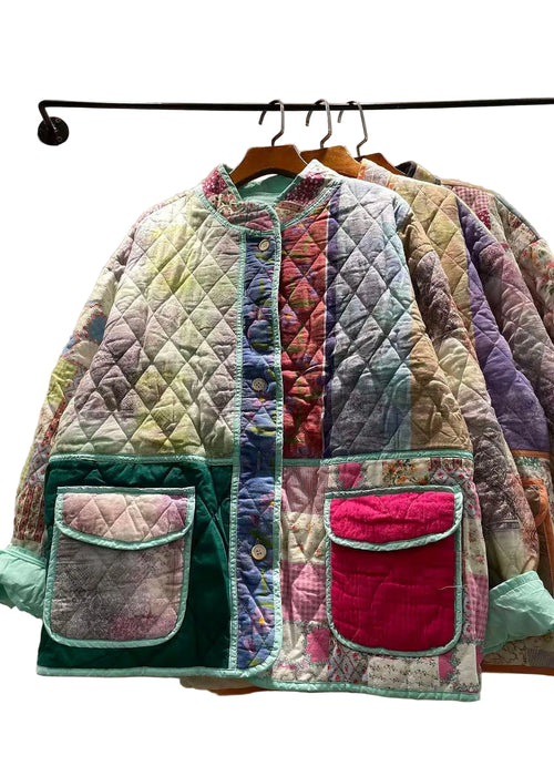 Dame Vinterjakke Patchwork med Lommer 0
