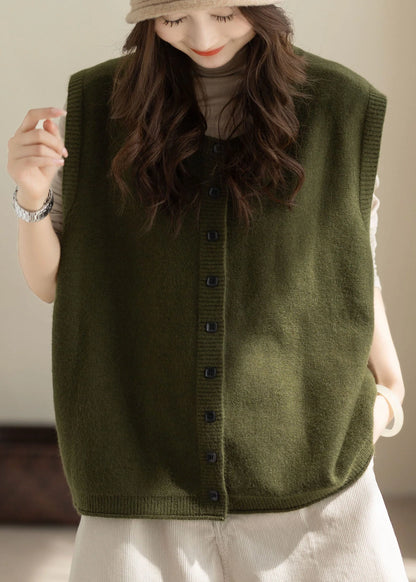 Dame Vintervest Oversized Knappestrikket 1