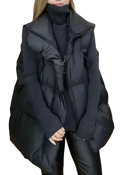 Dame Vintervest Oversized Med Stående Krave 0