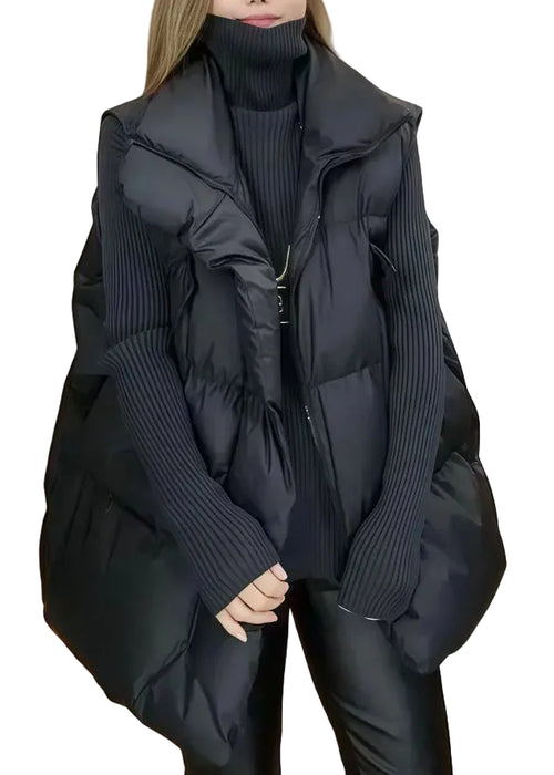 Dame Vintervest Oversized Med Stående Krave 0