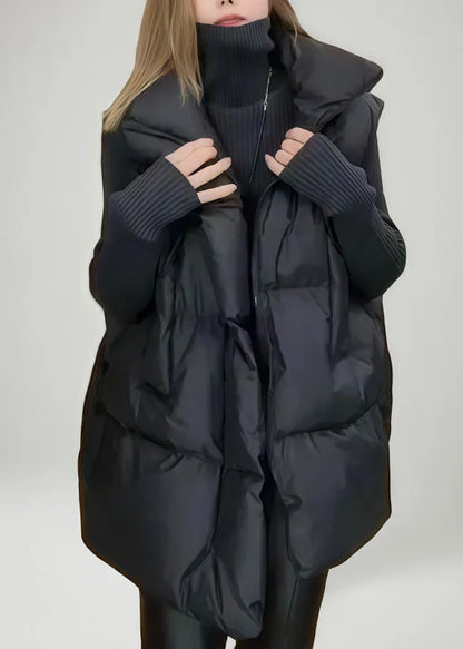 Dame Vintervest Oversized Med Stående Krave 1