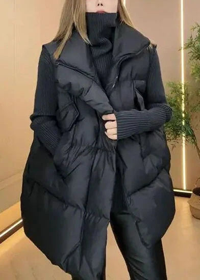Dame Vintervest Oversized Med Stående Krave 2
