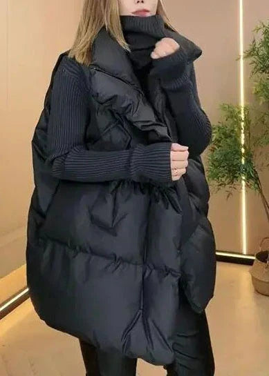 Dame Vintervest Oversized Med Stående Krave 3