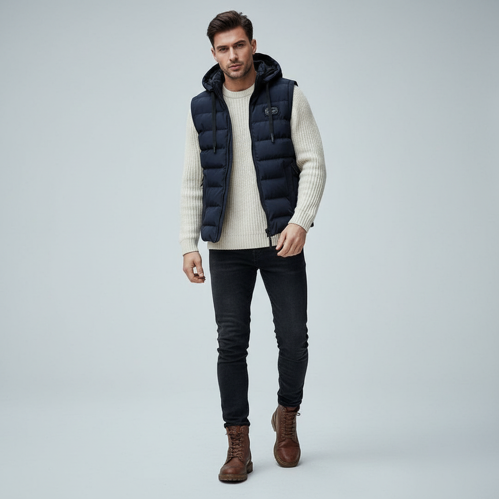 Dame Vintervest Quiltet med Hætte 3