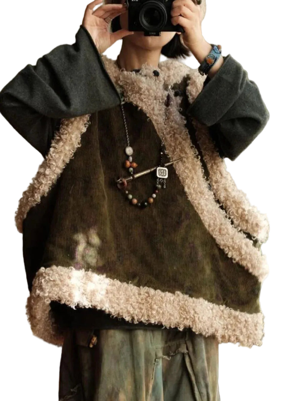 Dame Vintervest Vintage Patchwork Stil 0