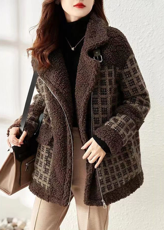 Dame Zip Up Plaid Teddy Coat 1