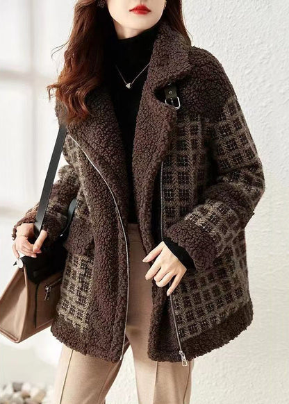Dame Zip Up Plaid Teddy Coat 1