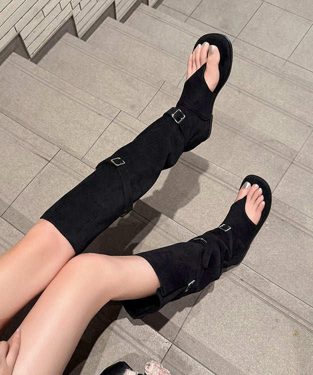 Dame kilestøvler med peep toe og splejsning 1