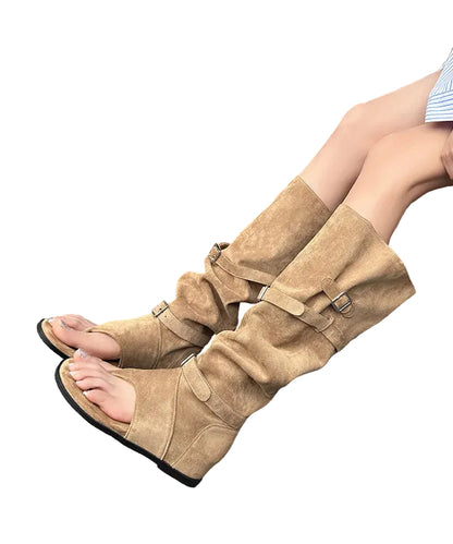 Dame kilestøvler med peep toe og splejsning 4