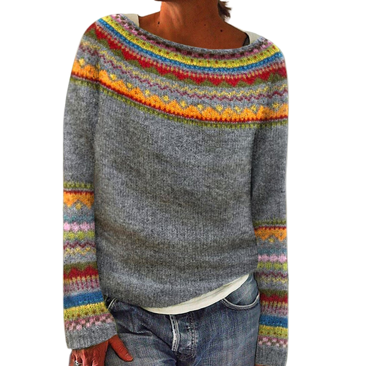 Dame vintage sweater med retrodesign 0