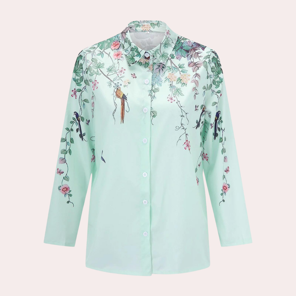 Damebluse med Blomsterbroderi og Pufærmer 2