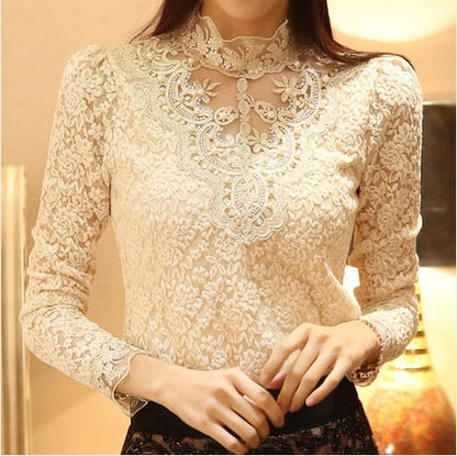 Damebluse med Broderi og Meshpaneler 9