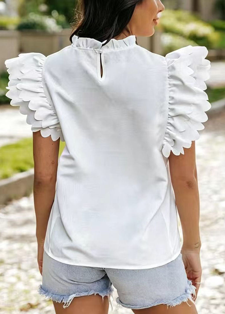 Damebluse med Flæser og Sommerfugleærmer Løs Pasform 3