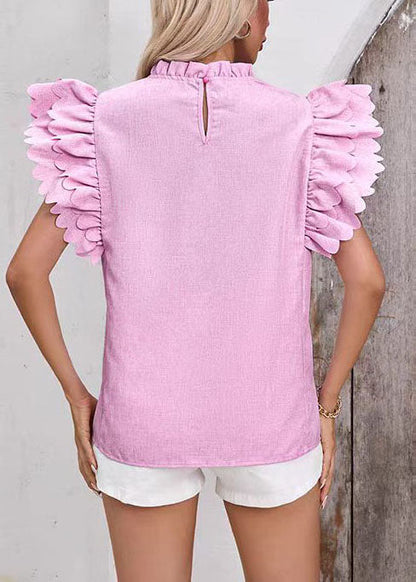 Damebluse med Flæser og Sommerfugleærmer Løs Pasform 4