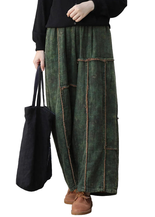 Damebukser med patchwork og vide ben afslappet stil 0