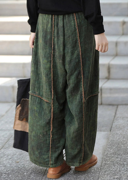 Damebukser med patchwork og vide ben afslappet stil 3