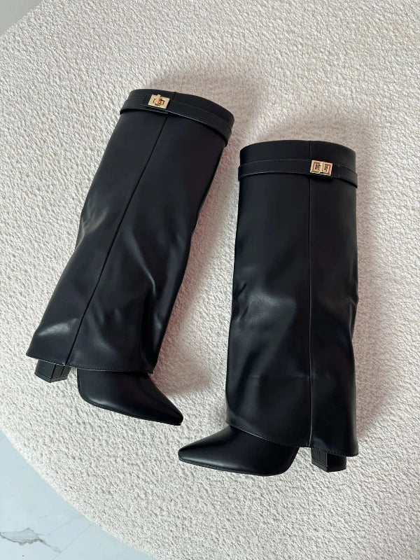 Damehælstøvler Elegant PU-læder Blokhæl 3