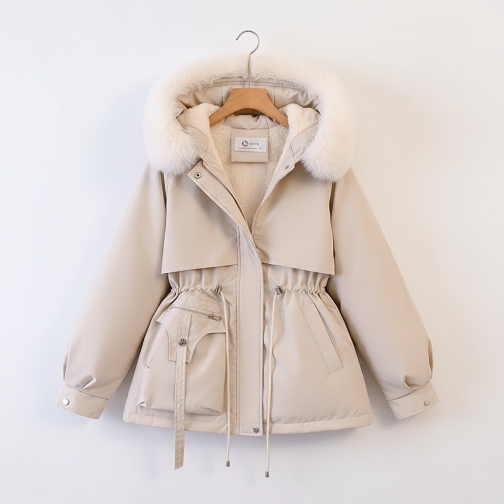 Dameparka med Justerbar Talje og Pelshætte 3